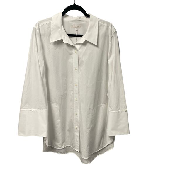 NWD Lafayette 148 White Button Up Wilkes Italian Sculpted Cotton Shirt Size XXL - Picture 1 of 9